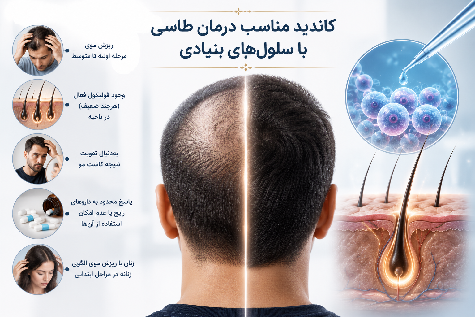 درمان طاسی با سلولهای بنیادی برای چه کسانی مناسب است؟
