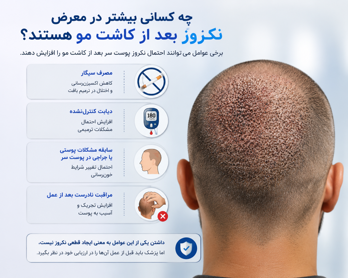 چه کسانی بیشتر در معرض نکروز بعد از کاشت مو هستند؟
